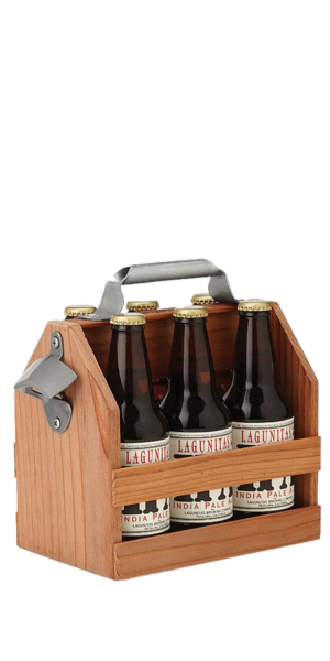 Wooden Beer Caddy with Bottle Opener